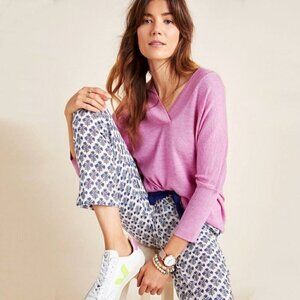 Anthropologie V Neck Merino Wool Sweater Lavender M
